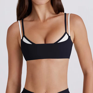 Ensembles de vêtements de sport et de yoga sur mesure en gros pour femmes, soutien-gorge de sport à dos croisé, shorts, effet push-up, taille élastique, 2 pièces - Product Image 5