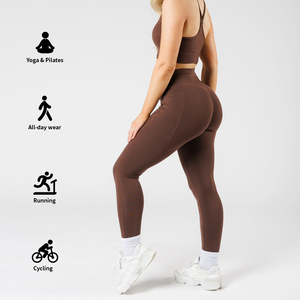 Nouveaux leggings de yoga pour hommes, taille haute, solides, compressifs, extensibles, sans couture, respirants, résistants à l'eau, antibactériens, séchage rapide - Product Image 3