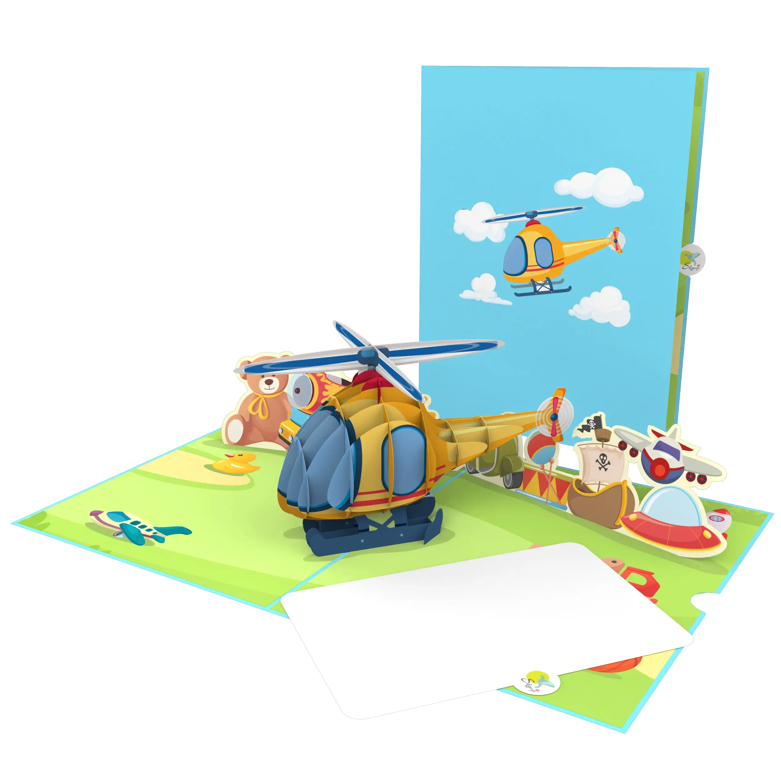 Kid Helicopter Pop Up Card Eco-Friendly Best Quality Birthday Valentine Anniversary Wedding Funny Dirty Paper 3D Pop Up Card