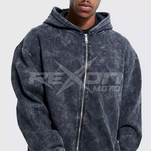 เสื้อฮู้ดผู้ชายโอเวอร์ไซส์ซักได้พิมพ์ลายกรดมีฮู้ดแบบรูดซิปทรงโอเวอร์ไซส์ซักได้พิมพ์ลายกรด - Product Image 4