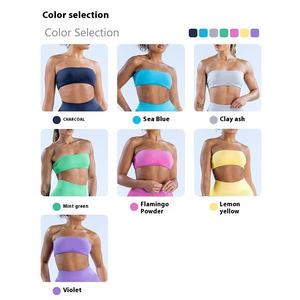 Pantalon trois-quarts à haute élasticité et beau dos ensemble transfrontalier sans couture pêche bout à bout Yoga Fitness Sportswear - Product Image 4