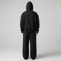 Conjunto de Chándal de Forro Polar con Capucha para Hombre, 100% Algodón, Grueso, Informal, para Invierno - Chaqueta y Abrigo Deportivo Cálido