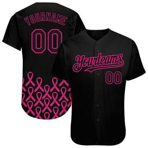 Pakistan Sportswear Industry Personnalisé Noir Rose Chaud Ruban Sensibilisation Au Cancer Du Sein Femmes Soins De Santé Soutien Baseball Jersey - Product Image 1