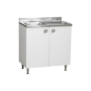 Mueble de Cocina Moderno con Fregadero de Acero Inoxidable 80x50x87 cm, Tablero de Melamina MDF, Puertas de PVC, Estilo Escandinavo Minimalista - Product Image 1