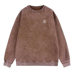 Nouveaux sweats épais en éponge française personnalisés Patchwork pull à col rond lavage à l'acide sweat en détresse hommes - Product Image 4