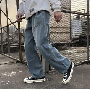 Jeans Holgados de Alta Calidad para Hombre, Estilo Urbano, Casuales, Vintage, con Cierre de Cremallera, Largos, de Lona, Estilo Hip Hop - Product Image 3