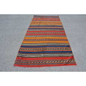 Vintage 44X94 pieds turc rouge bleu laine tapis classique grande surface ethnique Patchwork Design Latex couloir Rectangle abstrait chambre - Product Image 1