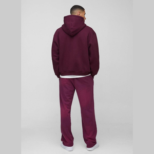 เสื้อสเวตเตอร์มีฮู้ดมีซิปสำหรับผู้ชาย, เสื้อกันหนาวผ้าฝ้ายออร์แกนิกมีฮู้ดและกางเกงโอเวอร์ไซส์ - Product Image 2