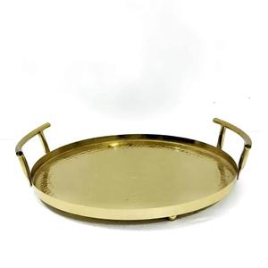 ถาดรองสแตนเลสทรงกลมสีทองสำหรับจัดระเบียบในห้องน้ำถาดโลหะ - Product Image 1