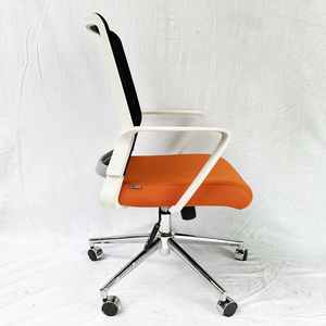 Silla de Oficina Giratoria Java XT01 HOGVP137, Silla Elevadora Minimalista con Cojín de Tela Naranja y Estructura Blanca para Hogar, Taller, Dormitorio - Product Image 4