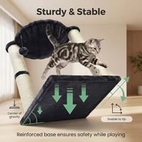 Arbre à gratter confortable et durable pour chat avec hamac et lit en mousse à mémoire de forme, en polycoton et matériaux en bois, design suspendu