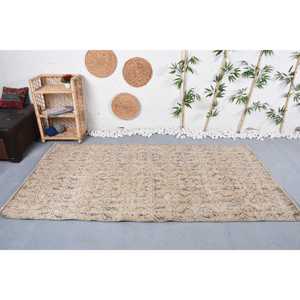 พรมตุรกี ขนาด 4.3x7.9 ฟุต พรมวินเทจ พรมขนสัตว์ลายสัตว์สีเบจ - Product Image 2