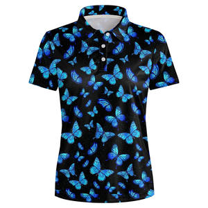 Blue <b>Black</b> Contrast Women Sublimation <b>Polo</b> <b>Shirt</b> Manufacturer Brand Quality OEM Printing Logo Sublimation <b>Polo</b> <b>Shirt</b> For Women - Product Image 1