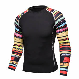 Camisas de compresión atléticas de poliéster y LICRA para entrenamiento de gimnasio de compresión de secado rápido de manga larga para hombre - Product Image 2