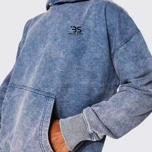 Sudadera con capucha de lavado ácido para hombre con puños acanalados y tela de mezcla de algodón duradera Sudadera con capucha de lavado ácido suave para hombres - Product Image 5