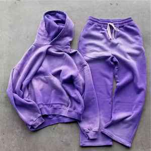 Survêtement pour homme en différentes couleurs, style streetwear, lavage à l'acide, patch brodé personnalisé, fermeture éclair, style sweat à capuche, survêtement en lavage à l'acide pour homme - Product Image 6