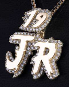 จี้ชื่อตัวอักษร19-JR เพชรโมอิสเพชรแบบฮิปฮอปสุดหรูสำหรับชายและหญิงสีเงินสเตอริง925 - Product Image 2