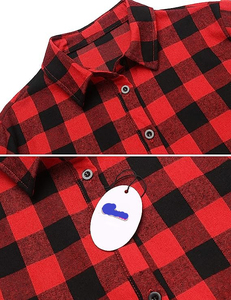 Chemise en flanelle à coupe régulière pour femmes en coton de haute qualité à manches longues, col tournant, bouton décontracté et écologique, respirant - Product Image 6