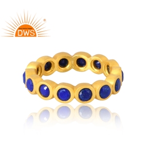 แหวนพลอย Lapis ธรรมชาติชุบทอง18K 925เงินสเตอร์ลิงเครื่องประดับแบบละเอียด - Product Image 3