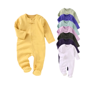 Mameluco orgánico directo de fábrica para bebé, ropa infantil ecológica cómoda, estilo Footie frontal con cremallera para niños pequeños, monos - Product Image 1