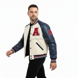Custom <b>Varsity</b> <b>Jacket</b> Men Premium Wool with Cowhide Leather Sleeves Wholesale Letterman <b>Jacket</b> - Product Image 4