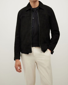 Chaqueta de cuero de gamuza al por mayor de lujo para hombre chaqueta de tela transpirable con cremallera de primera calidad personalizada con logotipo personalizado - Product Image 1