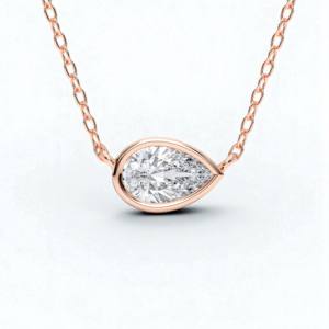 Collier avec pendentif solitaire et lunette en or massif minimaliste moderne de 3.00 carats, diamants cultivés en laboratoire, F-G/VS 10K, 14K, 18K - Product Image 4