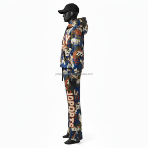 Qualité supérieure 320 GSM Polyester Coton Survêtement Élégant Imprimé À Capuche Pantalon Ensemble Logo Personnalisé Broderie Survêtement - Product Image 5