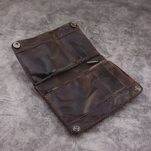 Vintage Genuine Leather <b>Wallet</b> Handmade With Rivet Fold Closure Unisex Short Daily Use - Product Image 4