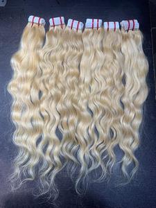 Inde du sud Original 20-28 Pouces Blonde Cheveux Humains Bundle Wefted Frontal Extensions Perruques Vague Style Vente En Gros Avantage - Product Image 3