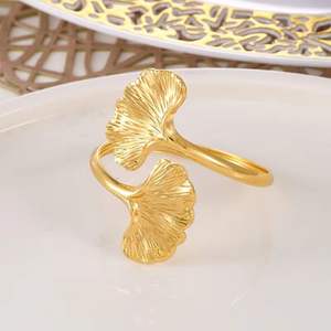Anillo de Servilleta Creativo de Latón con Hoja Dorada, Elegante, Lujoso y Duradero, Decoración de Mesa para Fiestas, Bodas y Restaurantes - Product Image 5