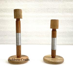 Polished Rustic Wood and Resin Candle <b>Sticks</b> Candle Holder for Wedding & Christmas Decor Wood Lanterns & Candle Jars Stand" - Product Image 3