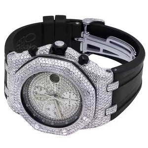 Venta caliente de cuero negro Mossinate Diamond Watch CED Out Mens Full CZ Crystal reloj de pulsera para hombres disponible para precio de exportación - Product Image 3