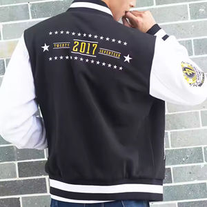 Blouson universitaire décontracté coupe ajustée en coton avec col montant blouson aviateur mode d'hiver à motif décoratif pour hommes - Product Image 6