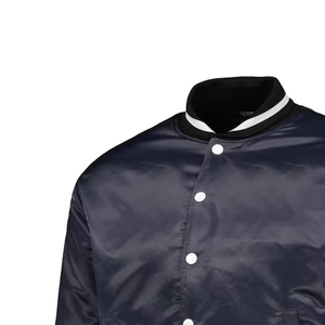 Wholesale Customizable Men's Winter Vintage Satin Hooded Eco-Friendly Varsity <b>Jacket</b> with Front Logo - Product Image 2