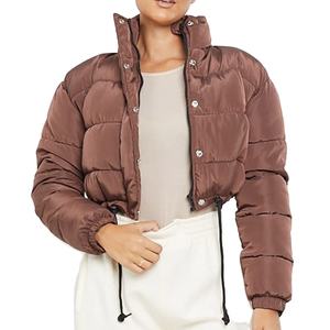 Customized Design Short Length Full Sleeves Puffer Jacket <b>Women</b> Casual Bubble Crop Top For <b>Women</b> Parkas Jacket For Ladies - Product Image 1