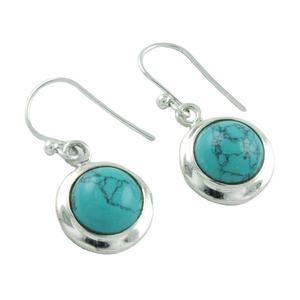 สวยสีฟ้าครามหินรอบรูปร่างที่ทำด้วยมือ925เงินสเตอร์ลิงเครื่องประดับต่างหูผู้ค้าส่ง - Product Image 1