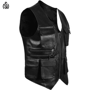 Chaleco de cuero de diseño clásico y elegante para hombre, chaleco de invierno con logotipo personalizado de la mejor calidad, Chaleco de cuero genuino transpirable - Product Image 3