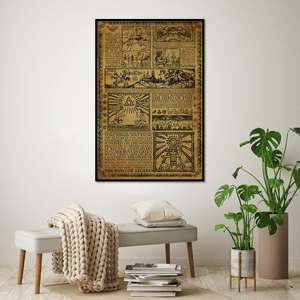 Póster de The Legend of Zelda: Historia del Héroe, con Marco Negro, Material de Papel para Decoración de Pared - Product Image 1