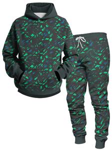 ชุดวอร์มสำหรับผู้ชายชุดเสื้อผ้าแบบสวมมีฮู้ดและกางเกงมีฮู้ดสำหรับผู้หญิงสีพื้น + กางเกง - Product Image 4