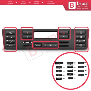 BDP88 14 Pieces Air Conditioner Climate Control Switch Panel Button <b>Cover</b> Cap for X5 E53 2000-2006 5 Series E39 1996-2003 641169 - Product Image 4