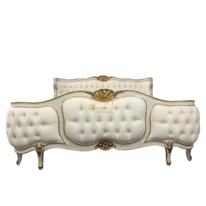 Ensemble de meubles de lit Style français, cadre de lit avec chevet en bois magnifiquement sculpté à la main pour meubles de chambre à coucher - Product Image 3