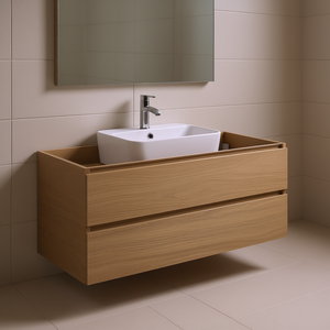 Base de roble natural con 2 cajones para conjuntos de baño Vieste de 120 cm - Product Image 2