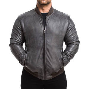 Blouson Bomber en Cuir Véritable et Toile pour Homme avec Col Montant, Respirant et Coupe-Vent, Logo Personnalisable sur le Devant - Product Image 3