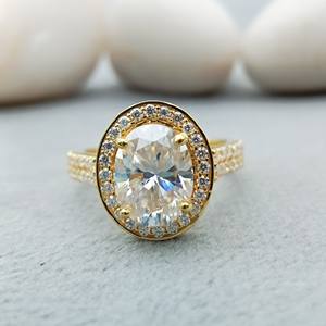 Custom Fancy Solitaire OVAL SHAPE VVS Moissanite Fine Jewelry Set 100% Satisfacción Garantizada 14K 18K Oro 925 Plata - Product Image 1