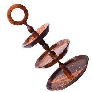 Elegante Soporte de Madera Tradicional de 3 Niveles para Pastel, Hermoso y Natural Soporte para Pastel de Bodas, Soporte para Cupcakes, Artesanía de Madera de Pakistán - Product Image 6