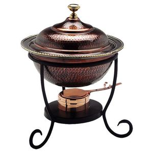 Copper Chaffing Dish with Copper Stand <b>Warmer</b> Hot Water Circulation Energy Star Certified <b>Food</b> Serving Catering <b>Buffet</b> Use - Product Image 4