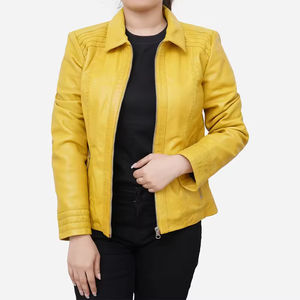 Chaqueta de Cuero para Mujer al por Mayor, Manga Larga, Cierre de Cremallera Frontal, Ropa Exterior de Moda, Estilo Casual, Perfecta para el Uso Diario en Otoño - Product Image 3