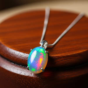 Pendentif de style bohème en argent sterling 925 avec pierres de cristal de guérison en opale éthiopienne naturelle Cadeau 18K pour le bouddhisme - Product Image 3