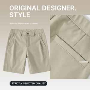 Shorts décontractés pour hommes en toile avec cordon de serrage, taille mi-haute, respirants, coupe slim, couleur unie, pantalon de costume Joker - Product Image 2